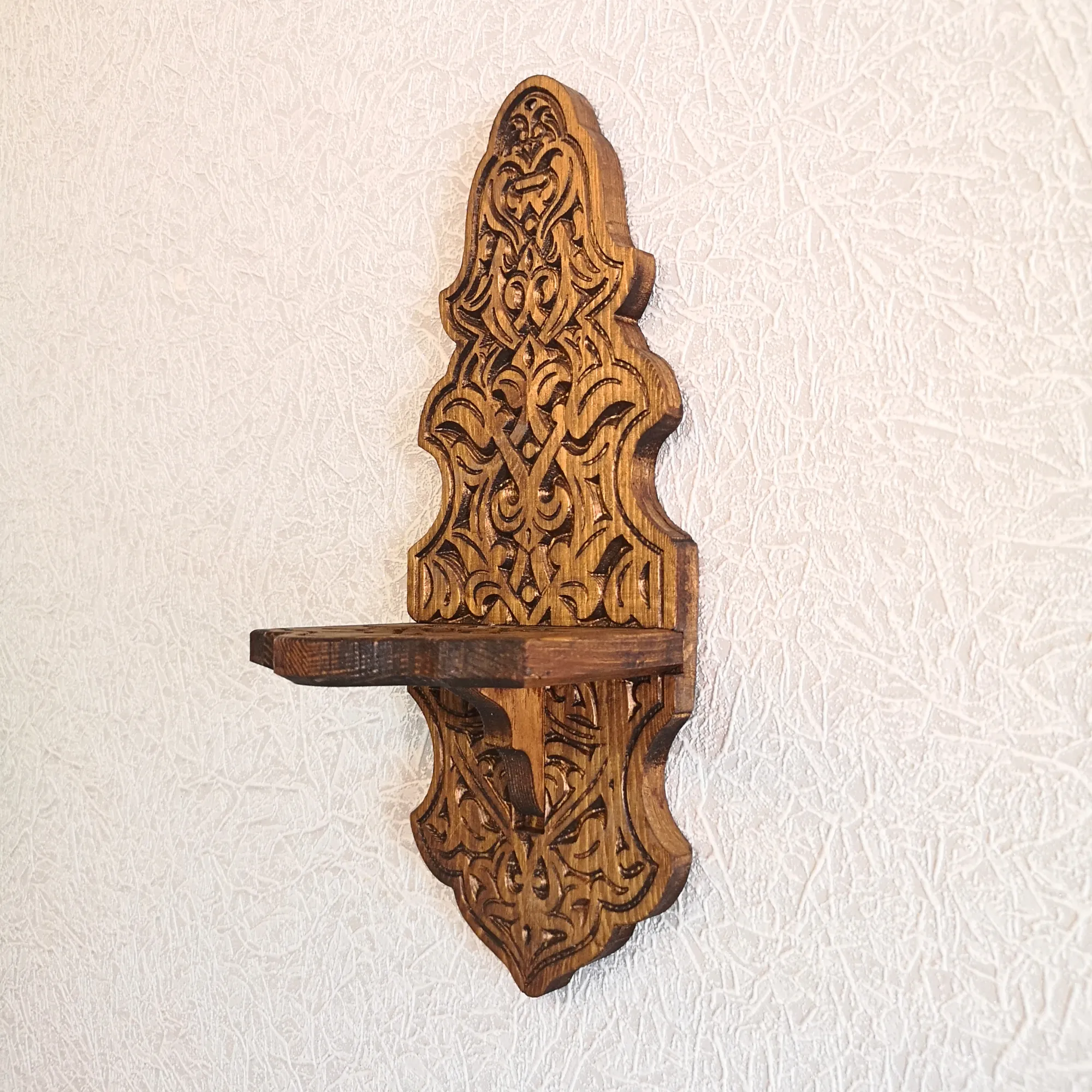 Ahşap Duvar Mumluğu Gaz Lambası Duvar Standı Küçük Boy