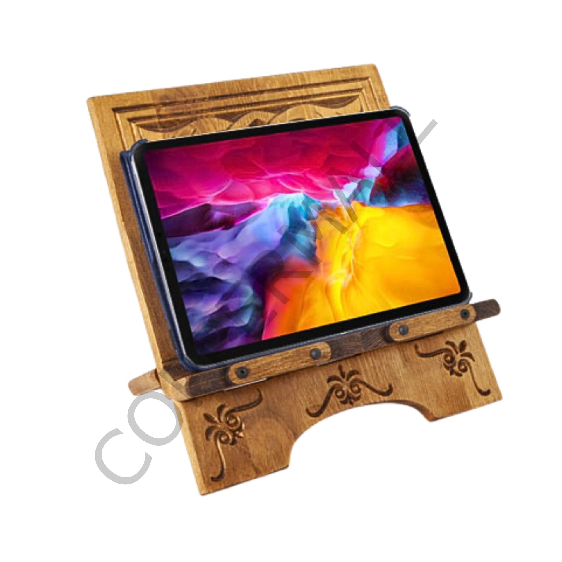 Masaüstü Kitap Okuma Standı Ahşap Oyma Tablet Tutucu Kur'an Rahlesi