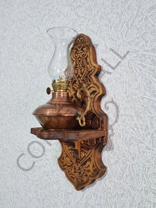 Bakır Gaz Lambası ve Duvar Standı Bakır Kandil Küçük Boy No 3