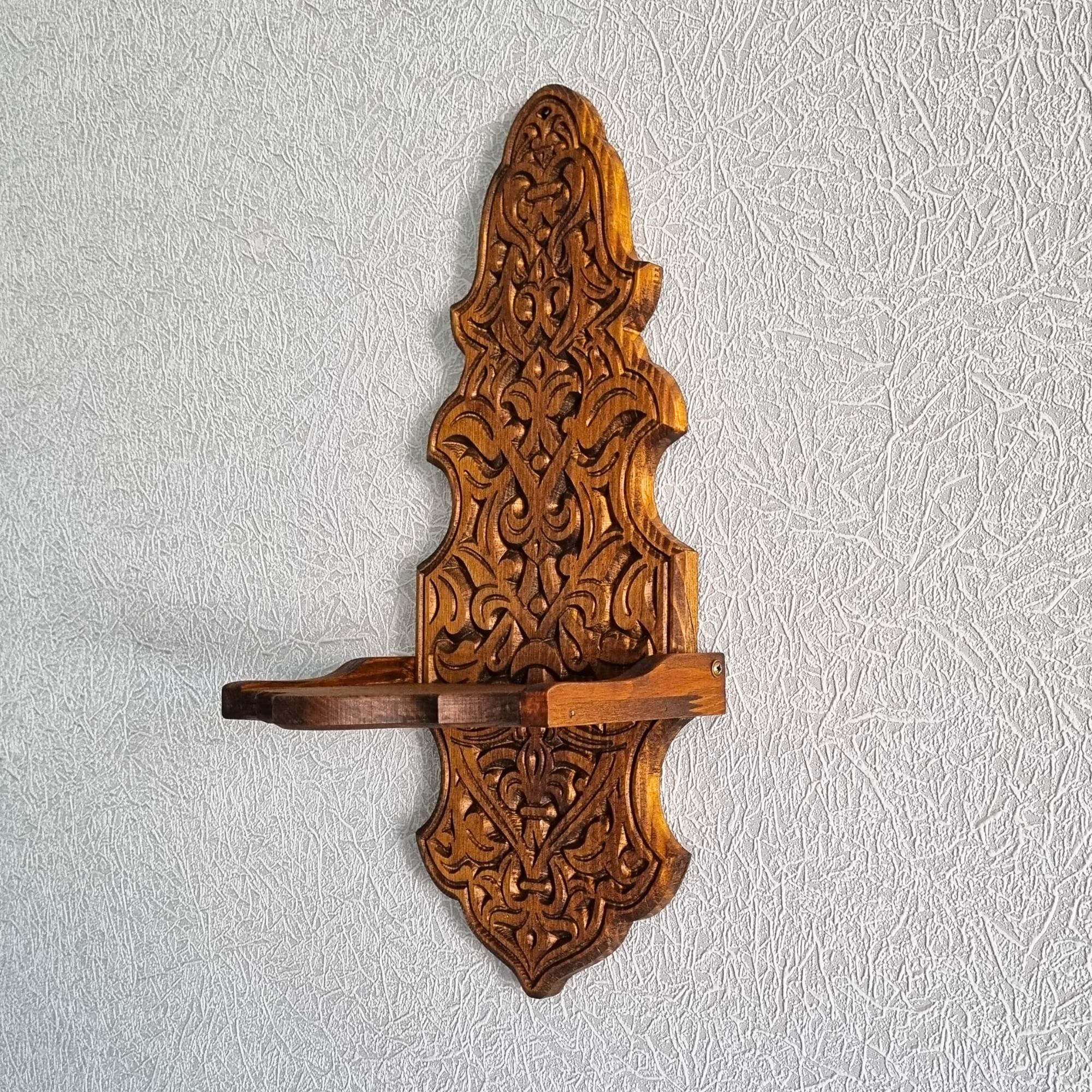 Ahşap Duvar Mumluğu Gaz Lambası Duvar Standı Büyük Boy