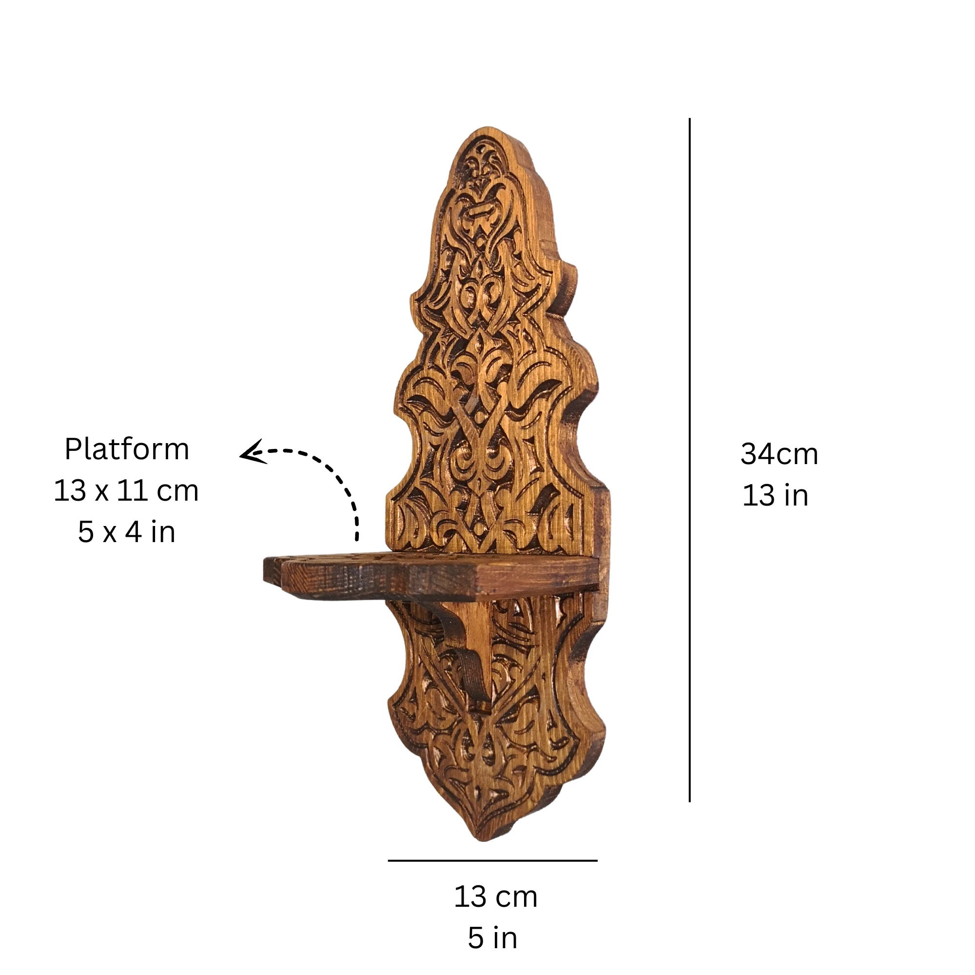 Ahşap Duvar Mumluğu Gaz Lambası Duvar Standı Küçük Boy