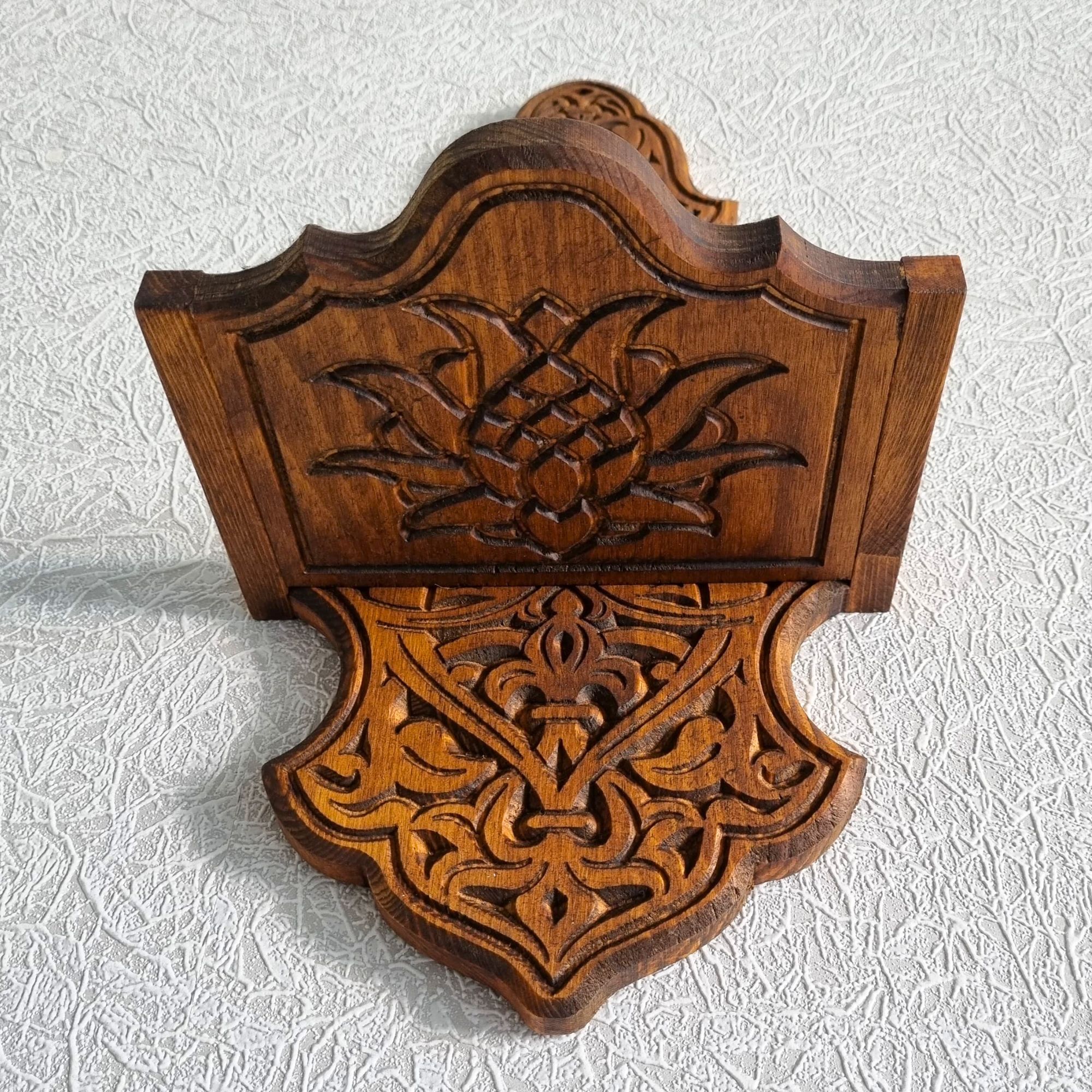 Ahşap Duvar Mumluğu Gaz Lambası Duvar Standı Büyük Boy