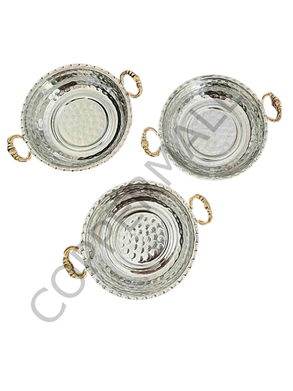 Bakır Mini Tava Seti 3'lü Kahvaltılık Mezelik Çerezlik 11 cm