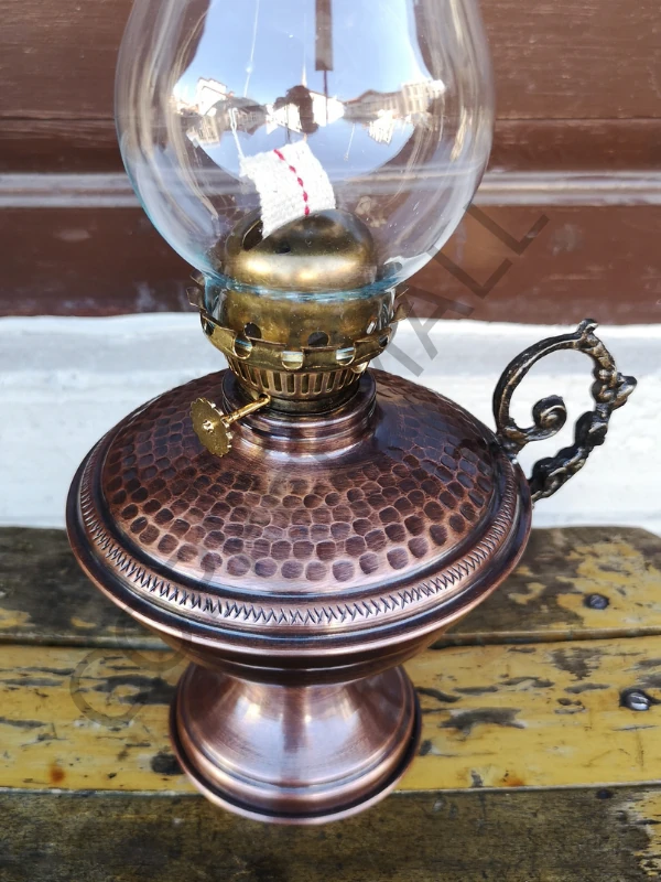Bakır Gaz Lambası Büyük Boy El Dövmesi Noltaljik Bakır Kandil