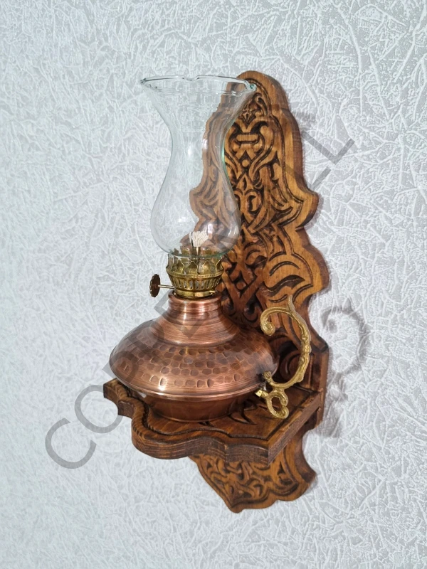 Bakır Gaz Lambası ve Duvar Standı Bakır Kandil Küçük Boy No 3