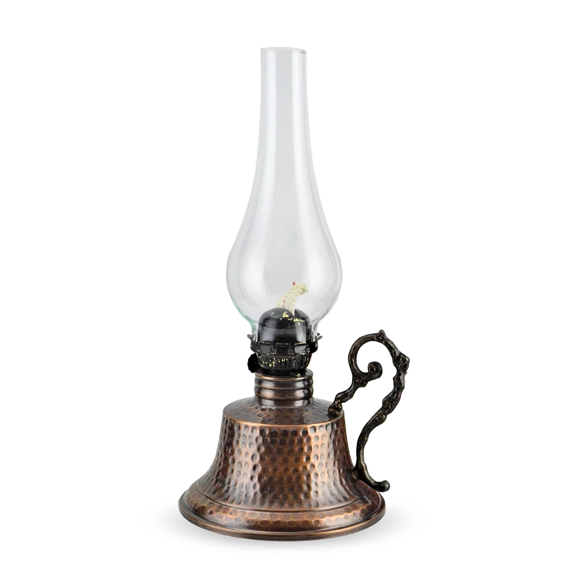 Bakır Gaz Lambası Büyük Boy Eskitme Noltaljik Kandil