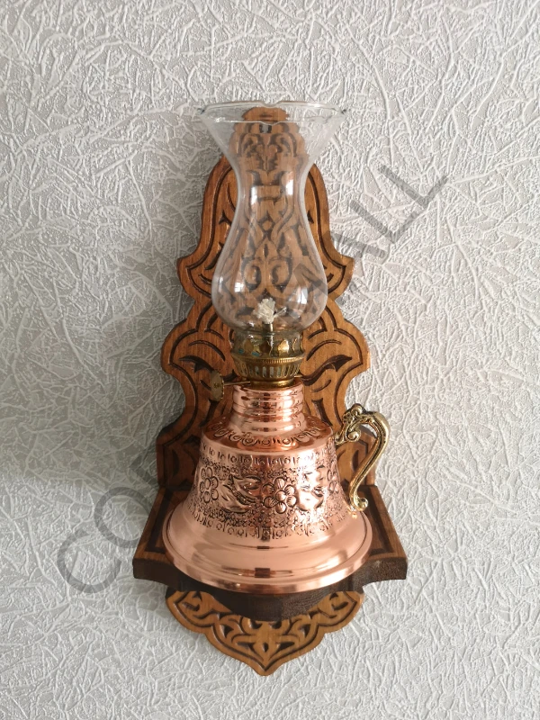 Bakır Gaz Lambası ve Duvar Standı Bakır Kandil Küçük Boy No 3