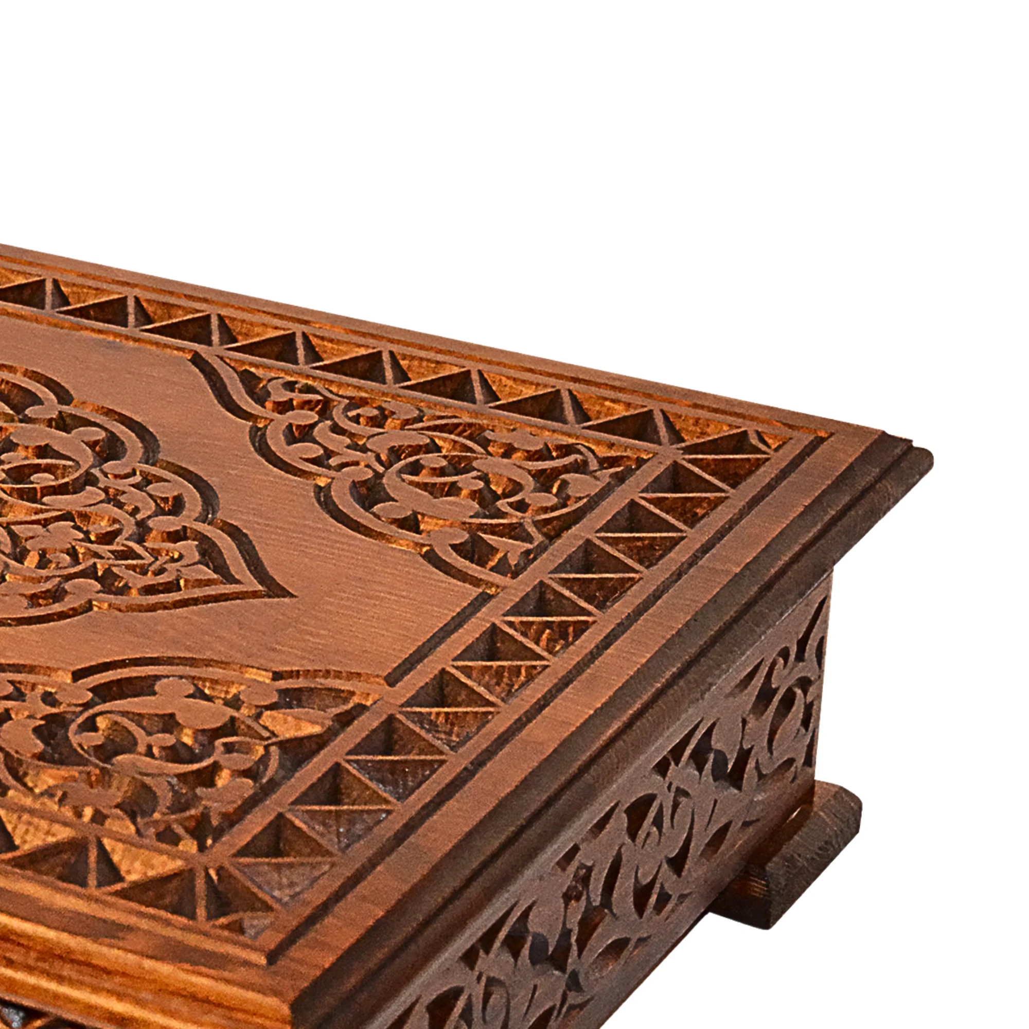 Ahşap Kur'an Kutusu Oyma Desenli Tesbih Seccade Kutusu