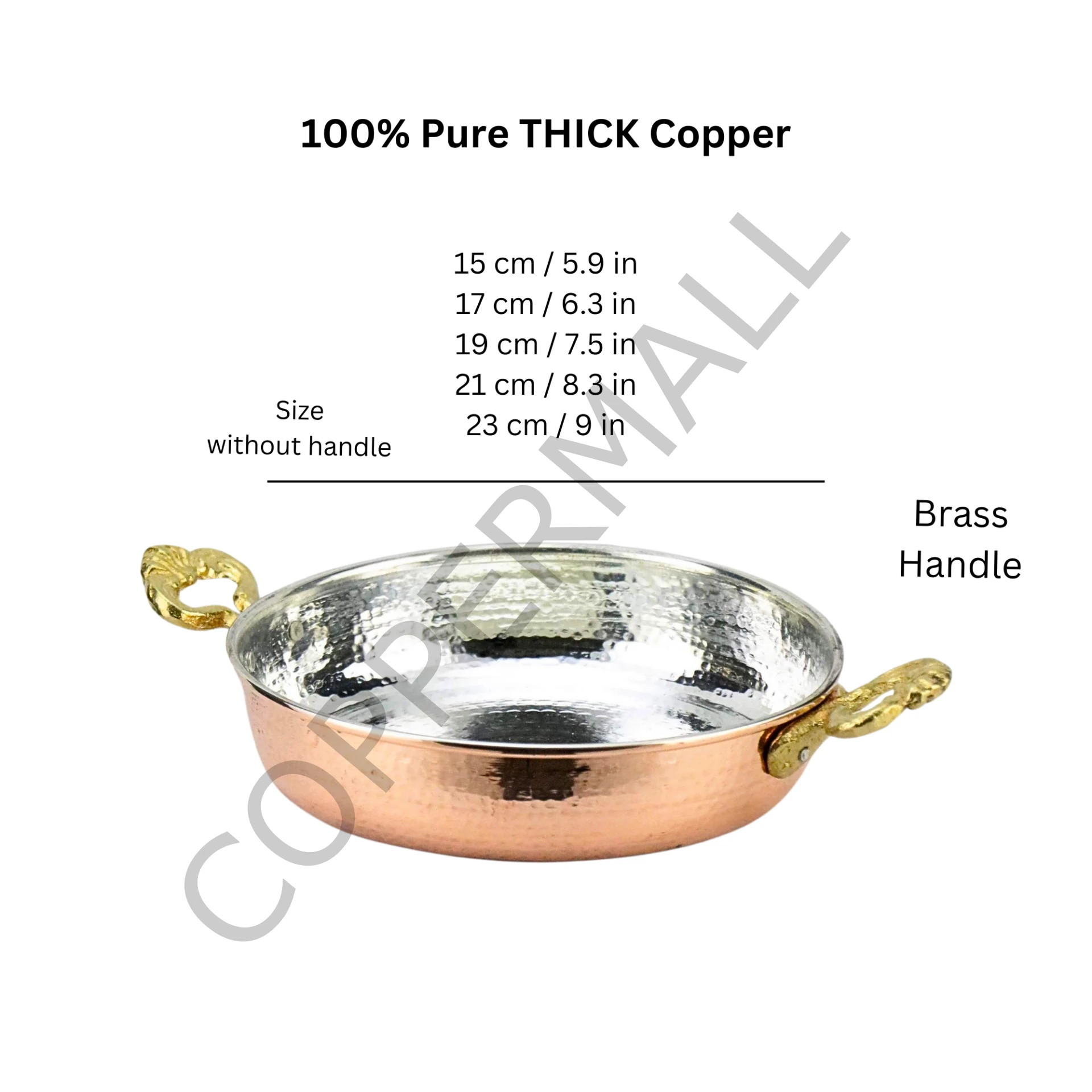 Bakır Sahan Pirinç Kulplu Bakır Tava