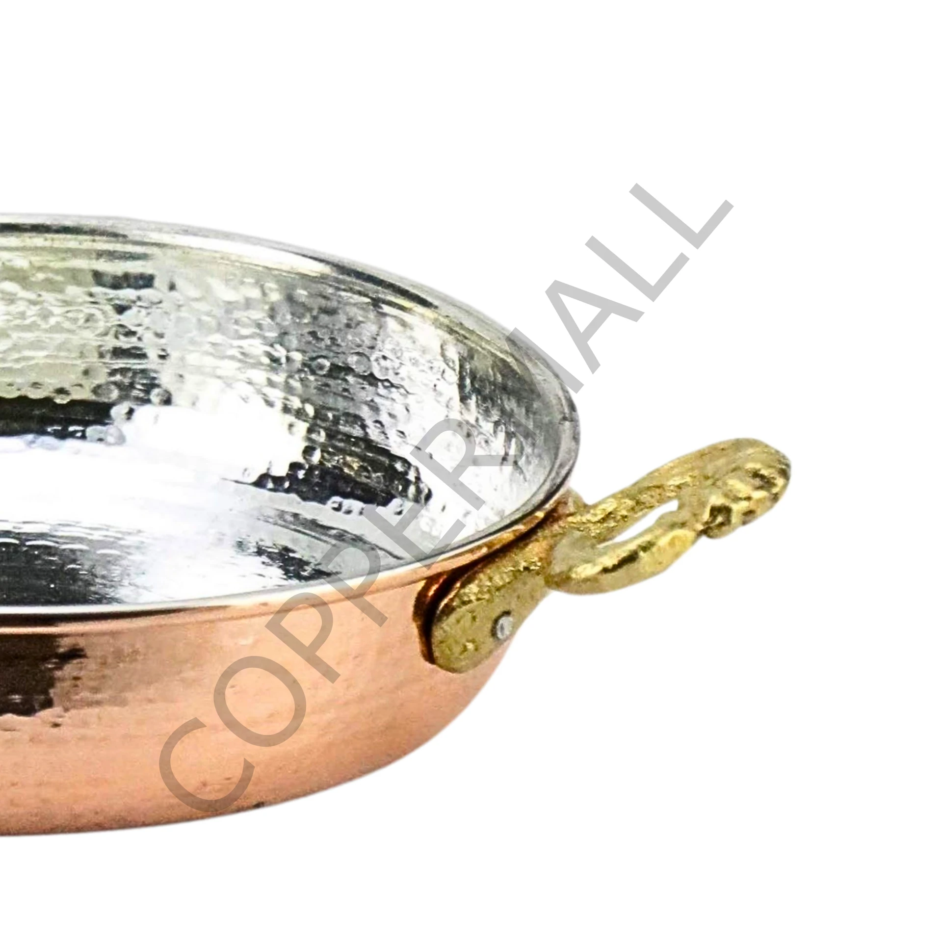 Bakır Sahan Pirinç Kulplu Bakır Tava