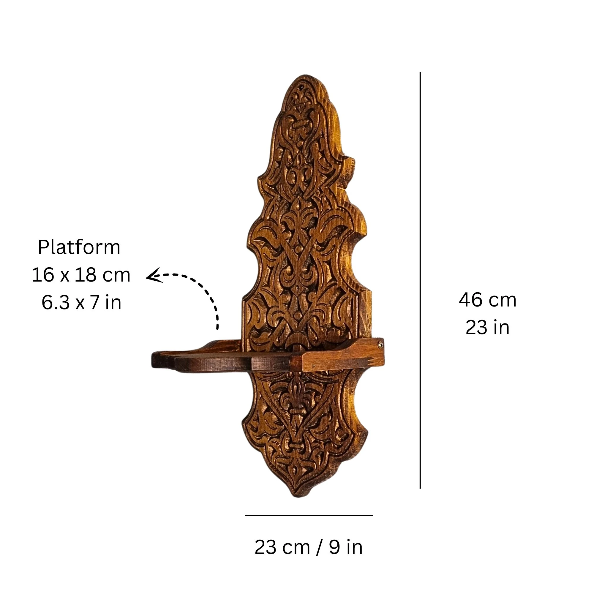 Ahşap Duvar Mumluğu Gaz Lambası Duvar Standı Büyük Boy