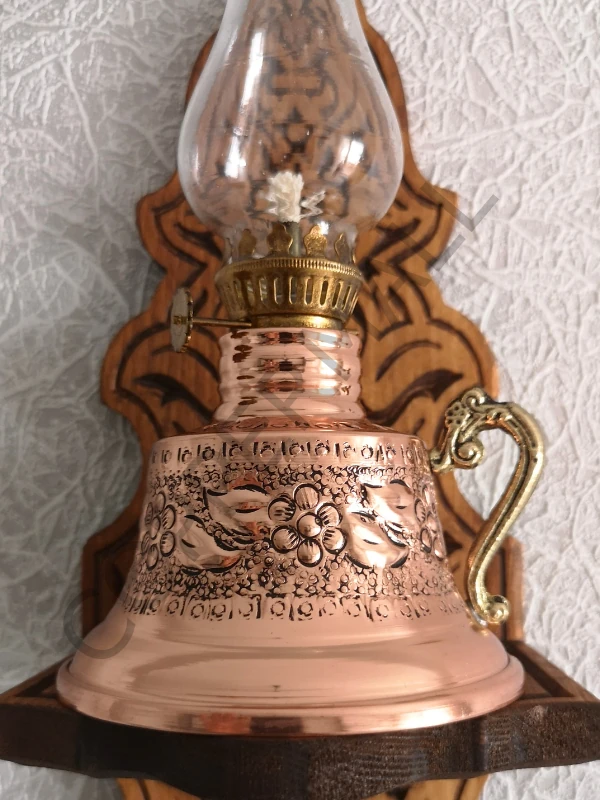 Bakır Gaz Lambası ve Duvar Standı Bakır Kandil Küçük Boy No 3