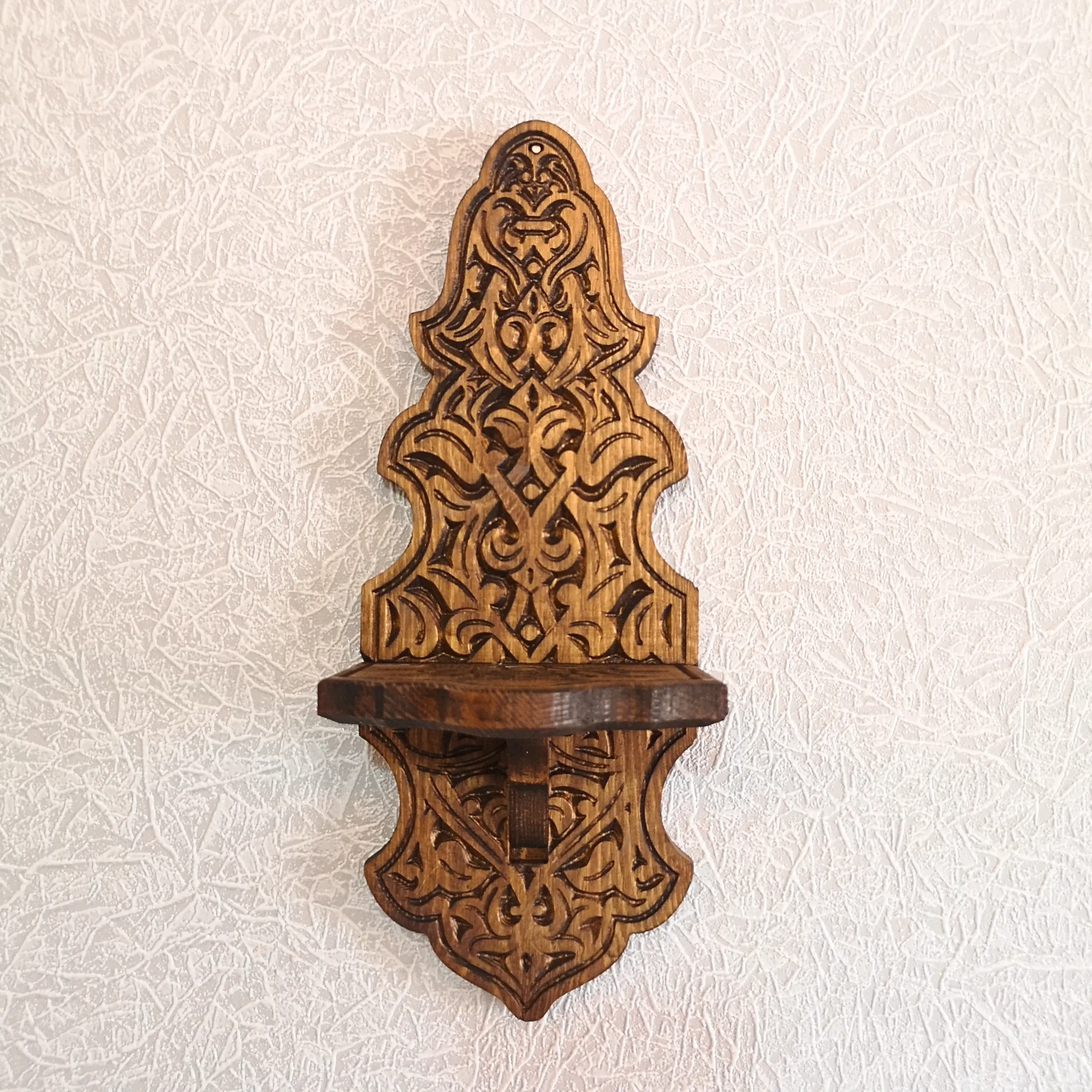 Ahşap Duvar Mumluğu Gaz Lambası Duvar Standı Küçük Boy