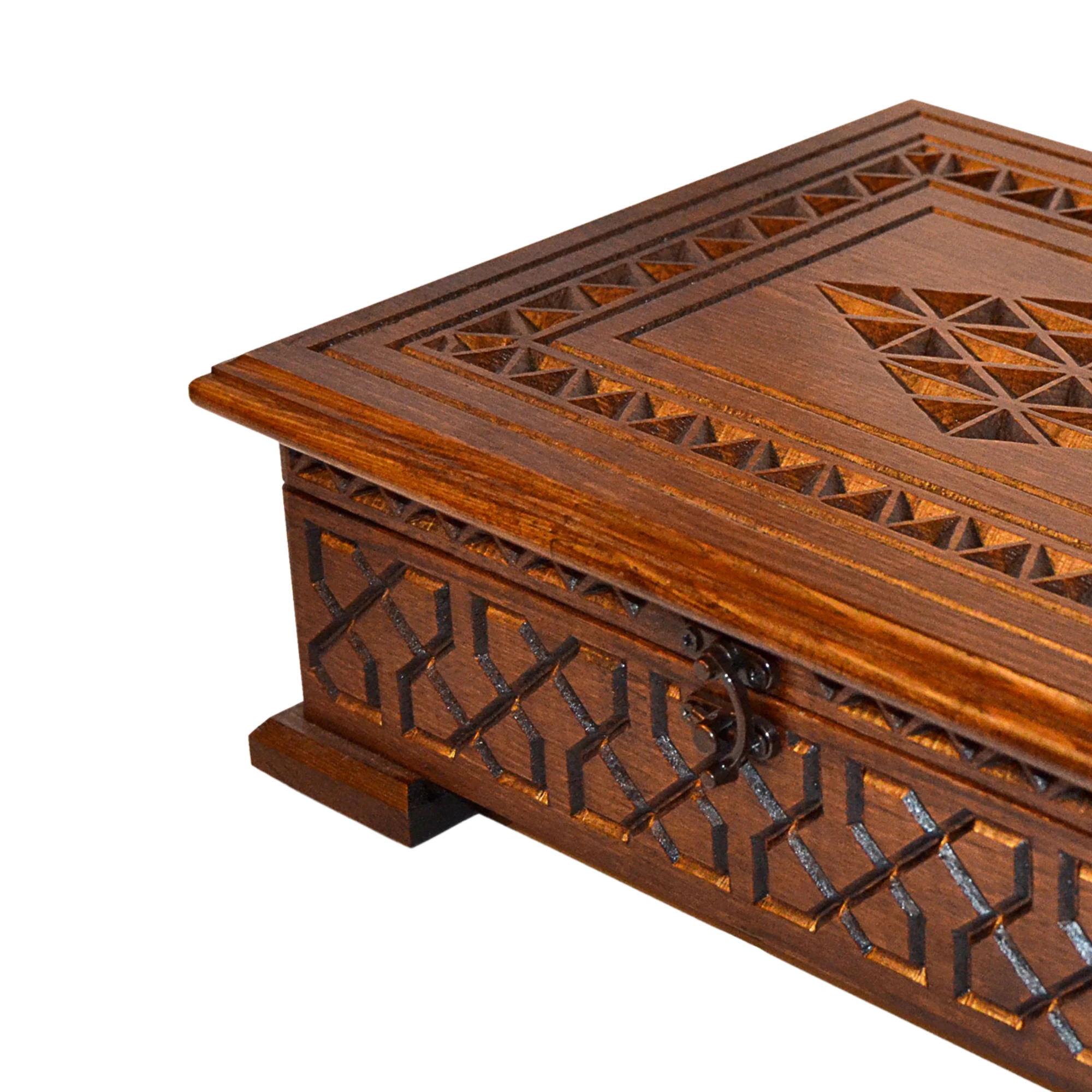 Ahşap Kur'an'ı Kerim Kutusu Oyma Desenli Seccade Tesbih Kutusu 