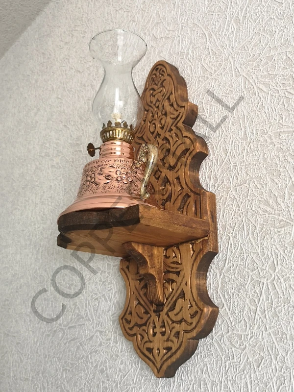 Bakır Gaz Lambası ve Duvar Standı Bakır Kandil Küçük Boy No 3