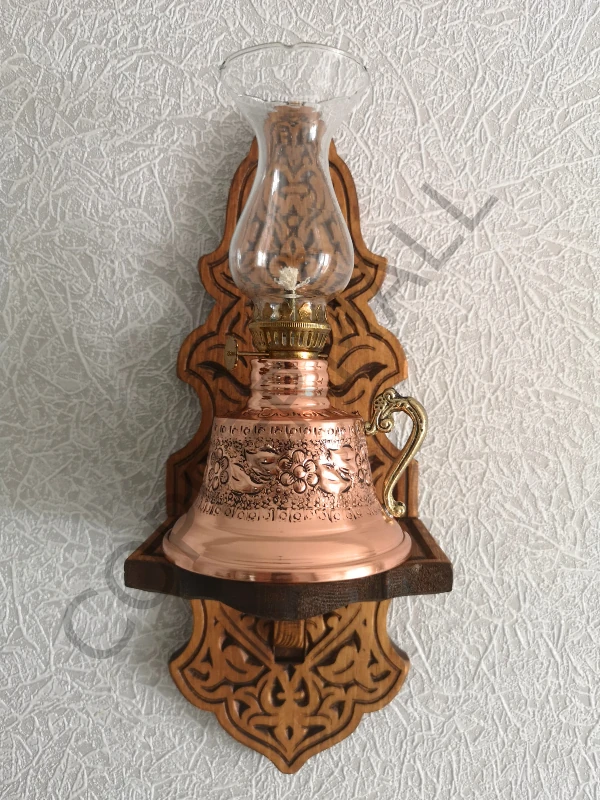 Bakır Gaz Lambası ve Duvar Standı Bakır Kandil Küçük Boy No 3