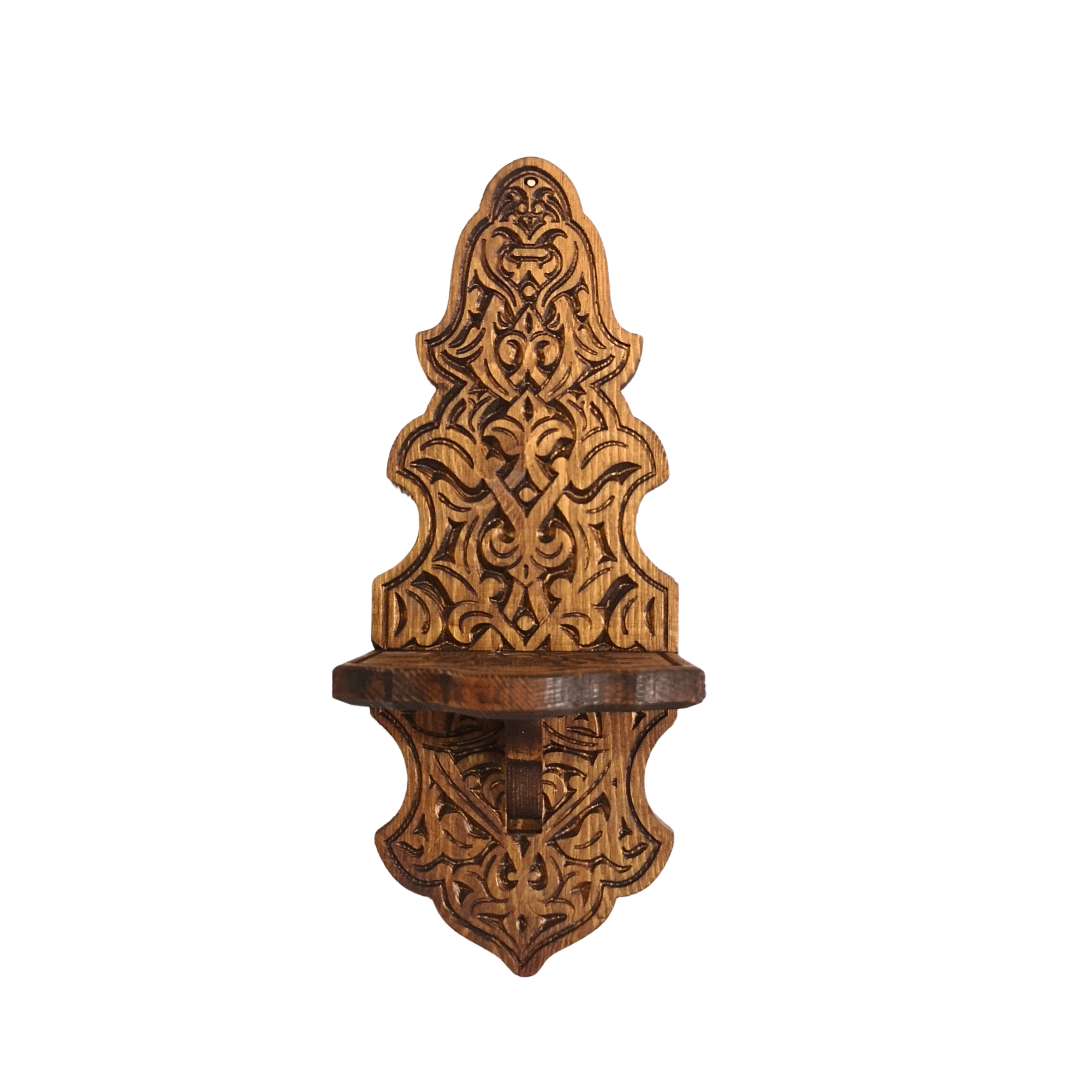 Ahşap Duvar Mumluğu Gaz Lambası Duvar Standı Küçük Boy