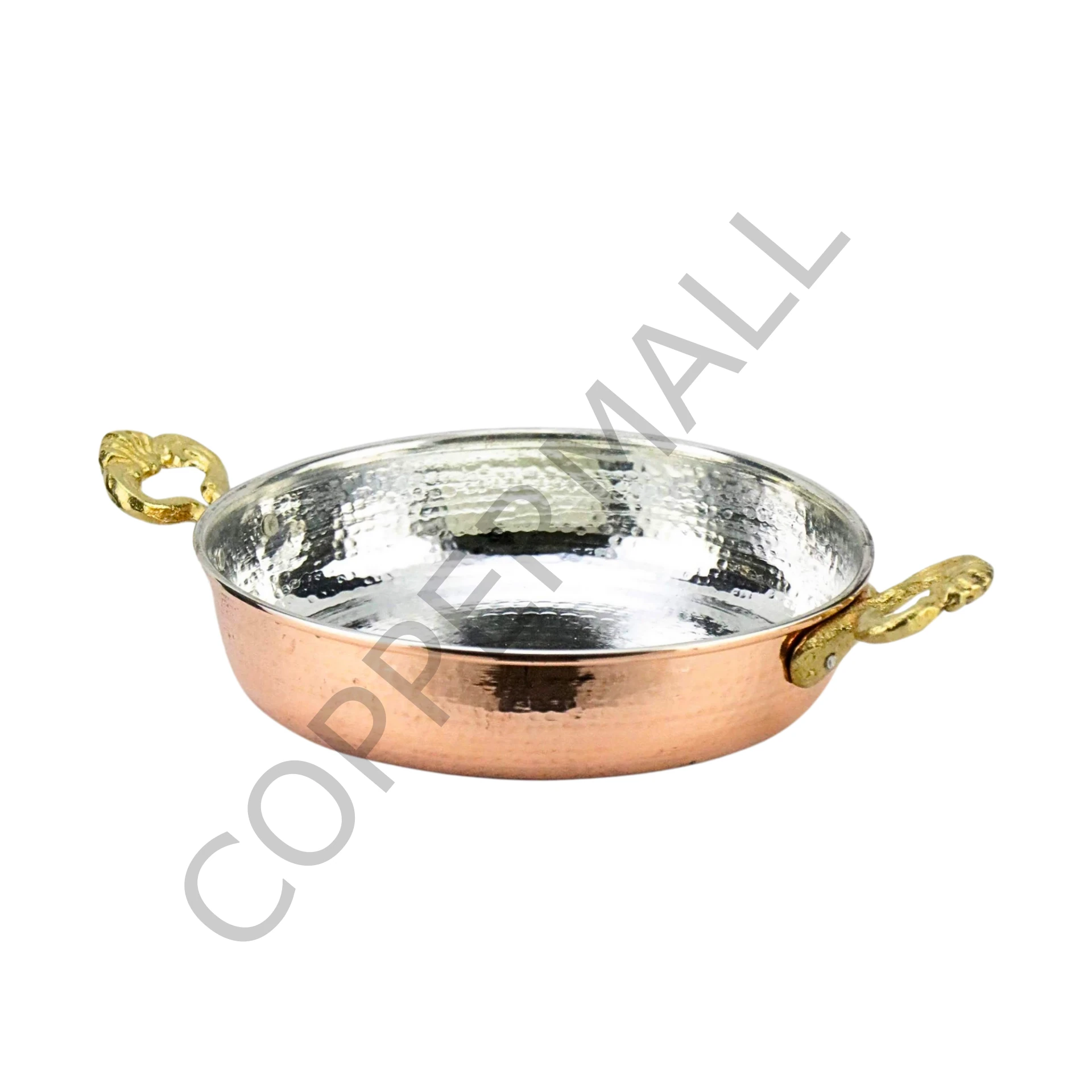 Bakır Sahan Pirinç Kulplu Bakır Tava