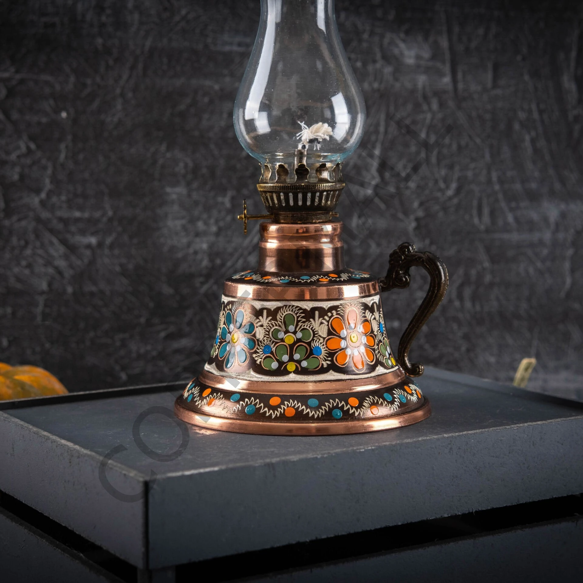 Bakır Gaz Lambası El Yapımı Bakır Kandil Küçük Boy