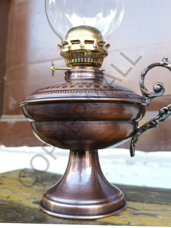 Bakır Gaz Lambası Büyük Boy El Dövmesi Noltaljik Bakır Kandil