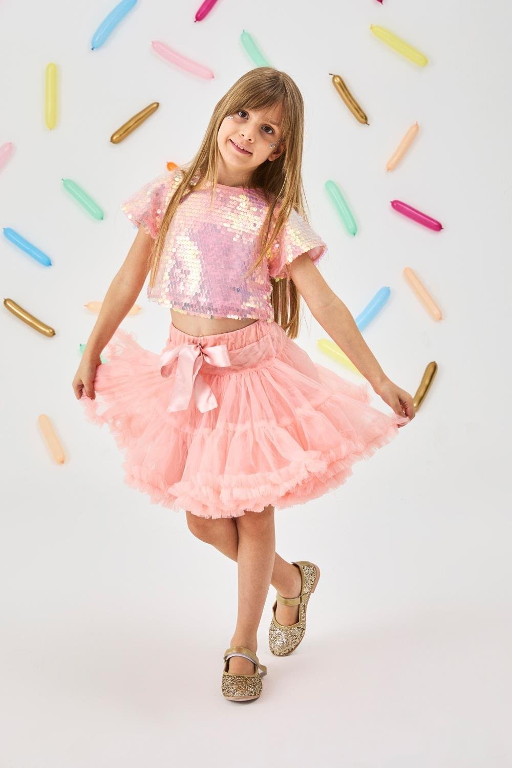 Le Mabelle Somon Pullu Kız Çocuk Crop