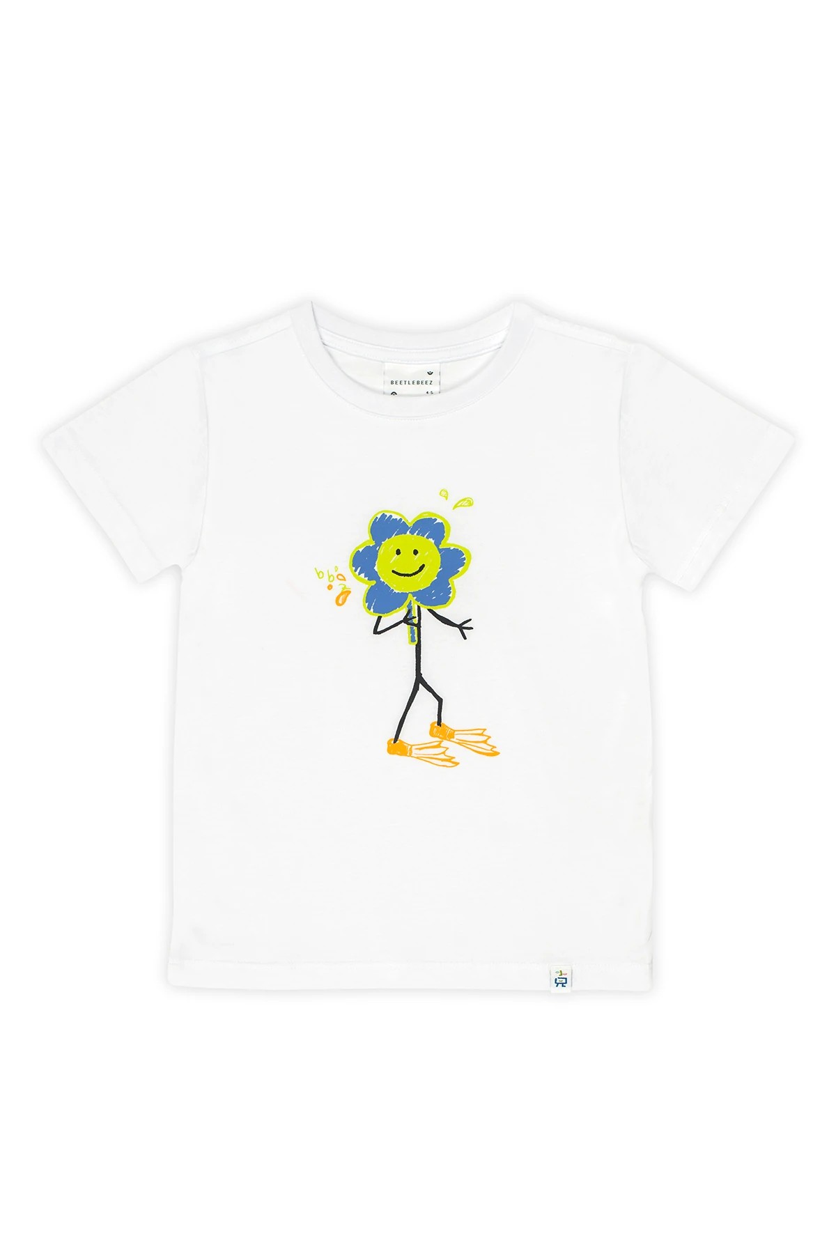 BEETLEBEEZ Happy Flippers T-Shirt -Beyaz