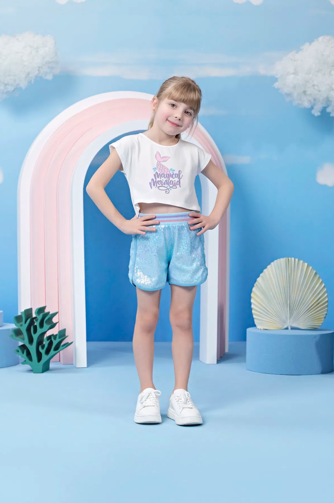 Minycenter Kız Çocuk Baskılı Crop Tshırt