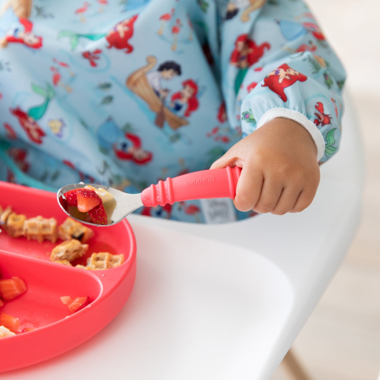 Bumkins Paslanmaz Çelik Çatal Kaşık Seti - Kırmızı