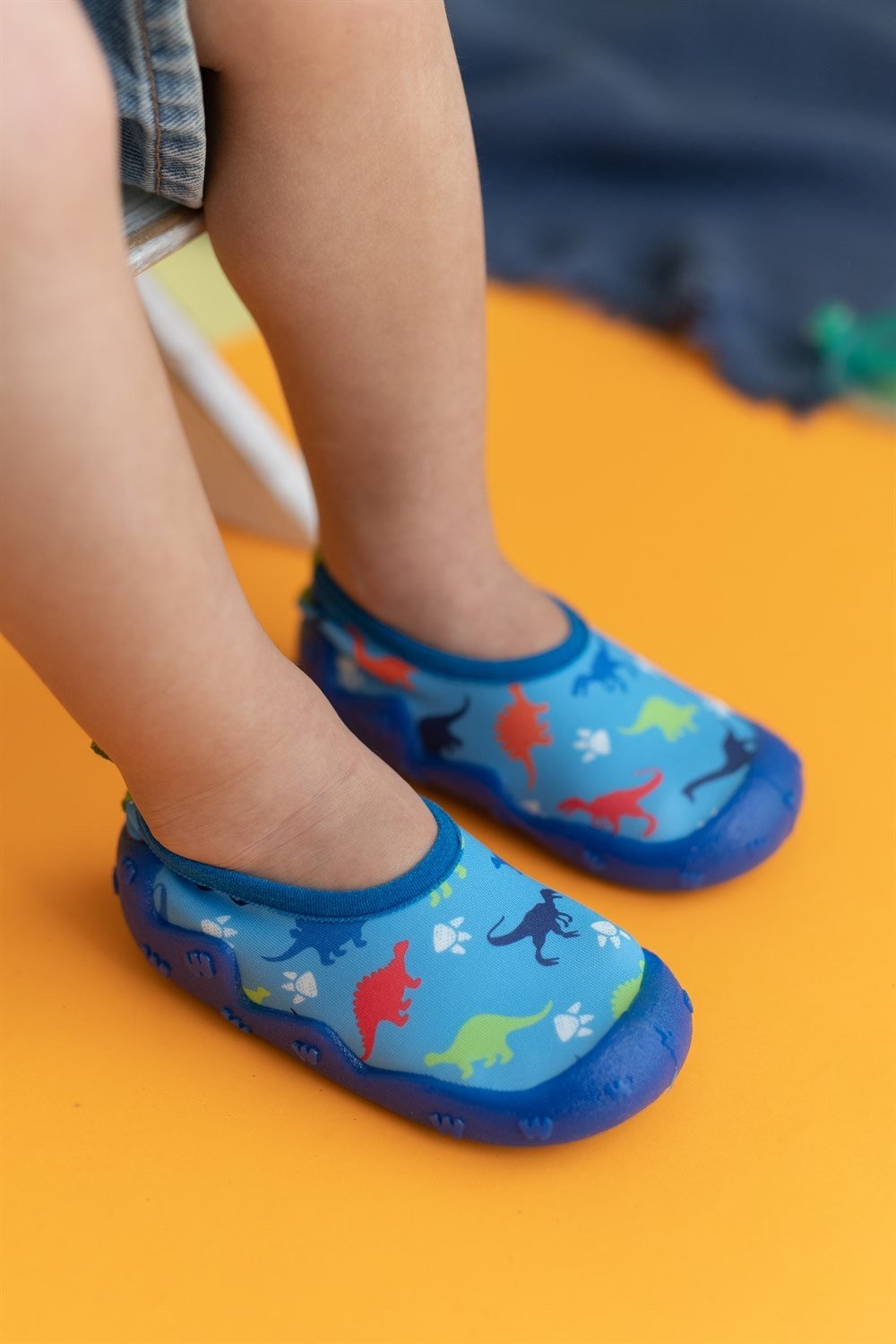 First Step Mavi Dino Erkek Çocuk Kaydırmaz Tabanlı Deniz Ayakkabısı