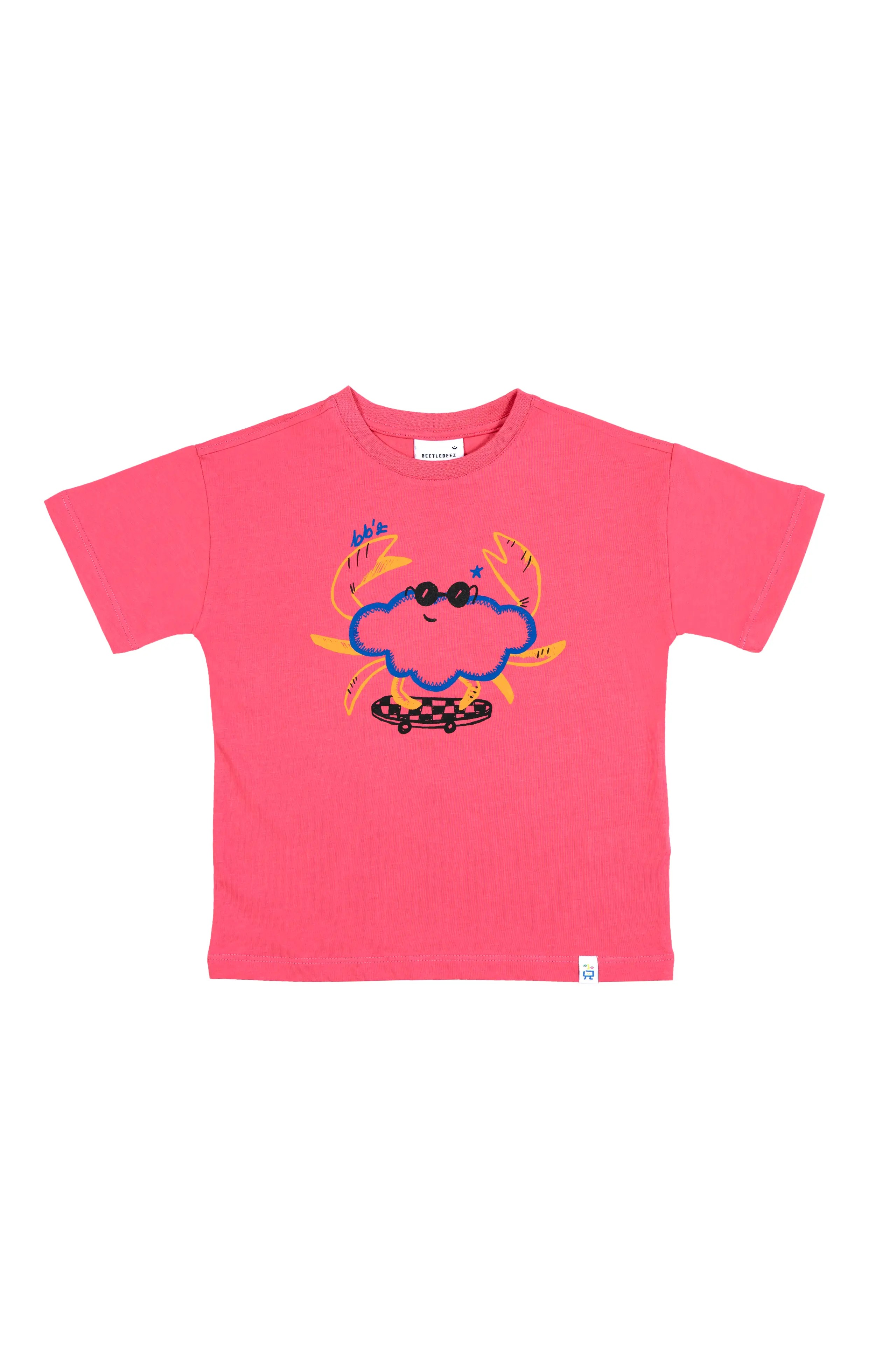 BEETLEBEEZ Cool Funny Crab Oversize T-Shirt - Pembe
