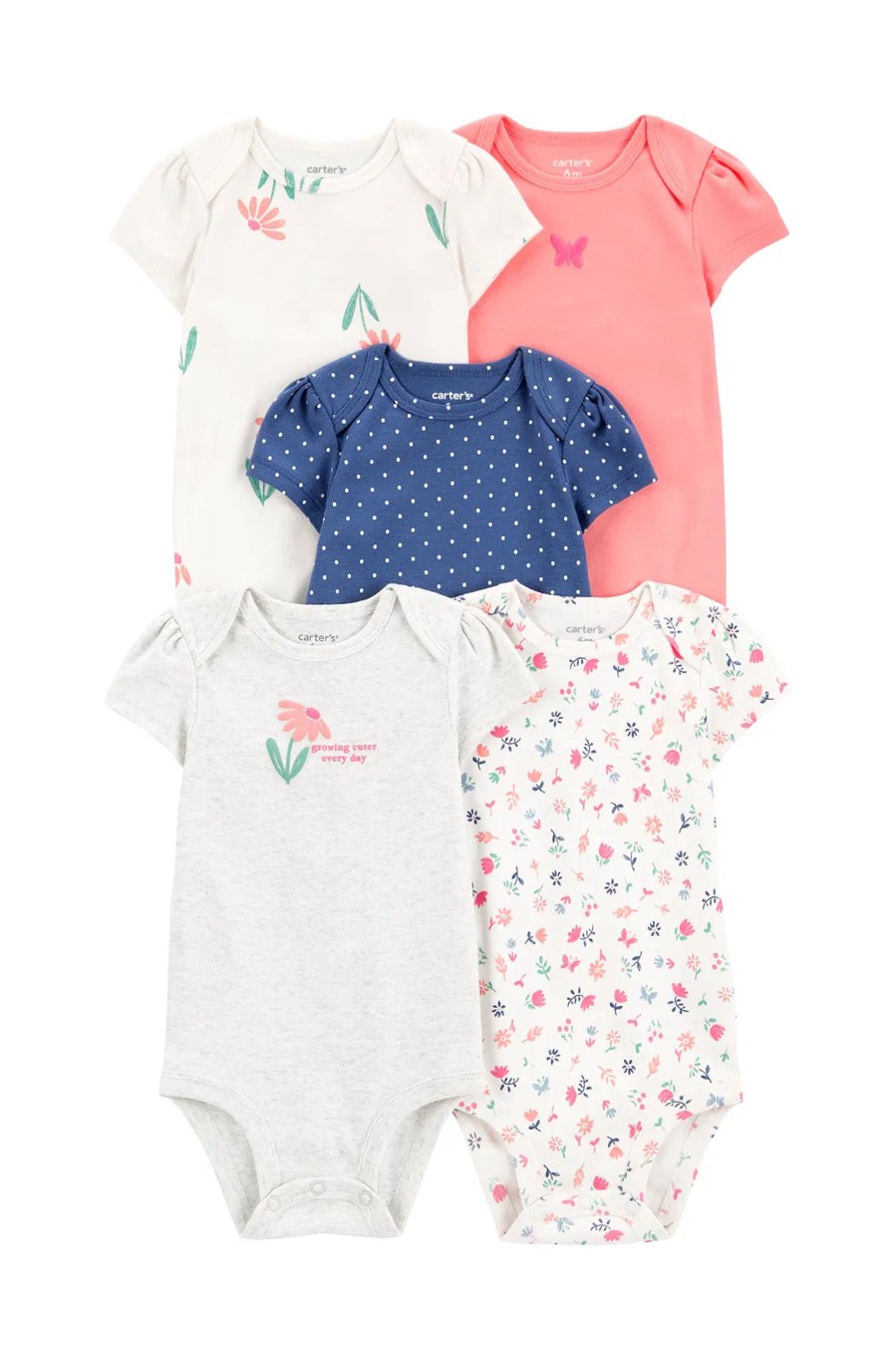 Carter's Layette Kız Bebek Kısa Kollu Body 5'li Paket