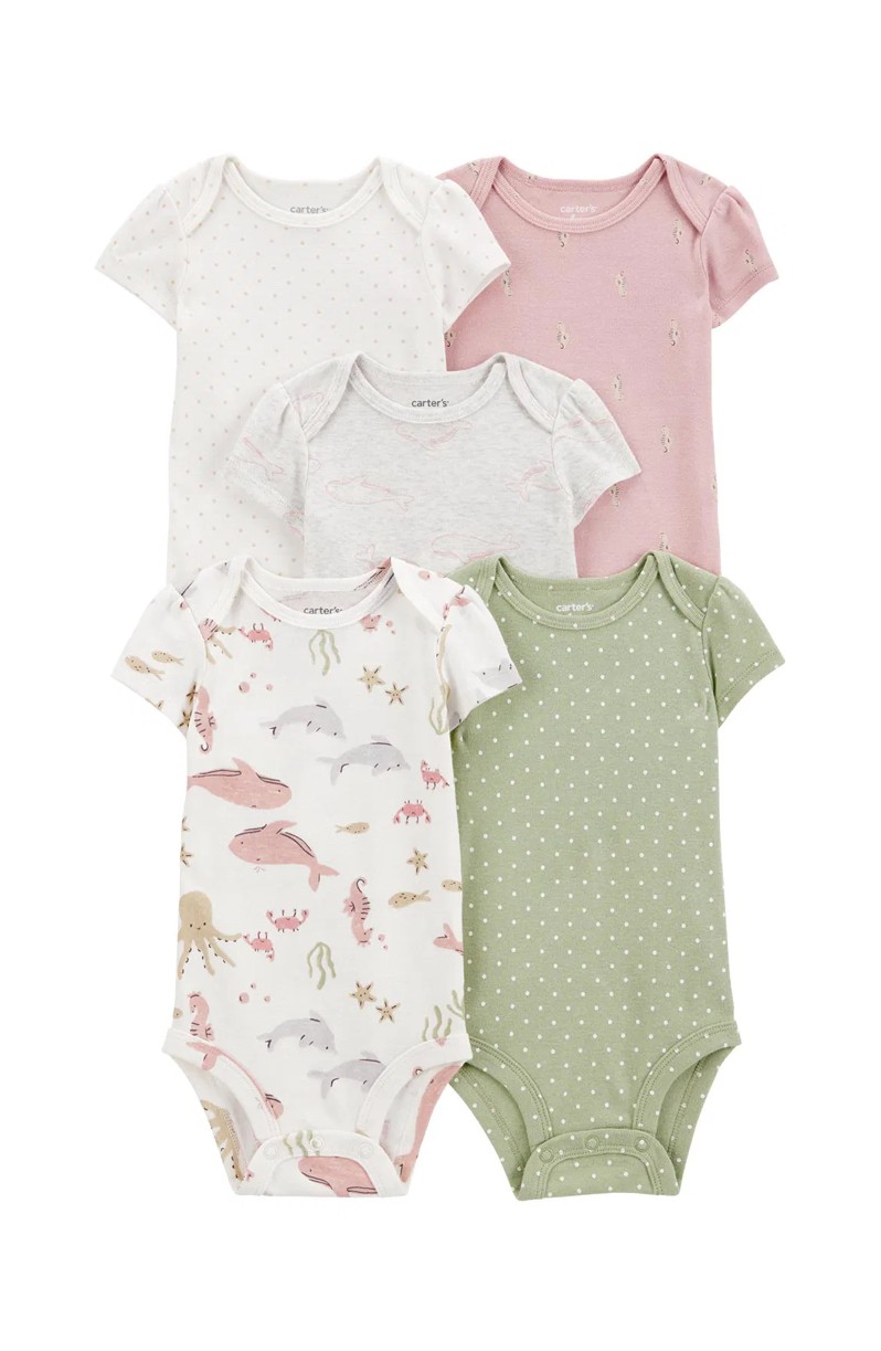 Carter's Layette Kız Bebek Kısa Kollu Body 5'li Paket