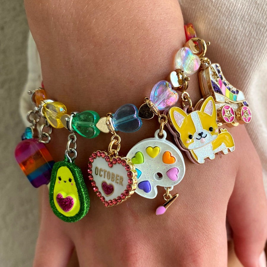 Charm It! Boncuk Bileklik // Gold Rainbow Heart