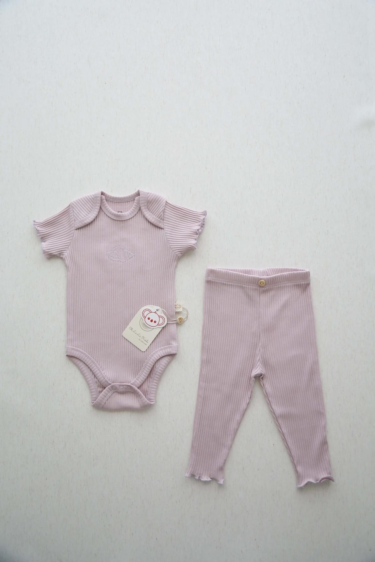 Oh La La Koala İstiridye Nakışlı Fitilli Body Tayt Set