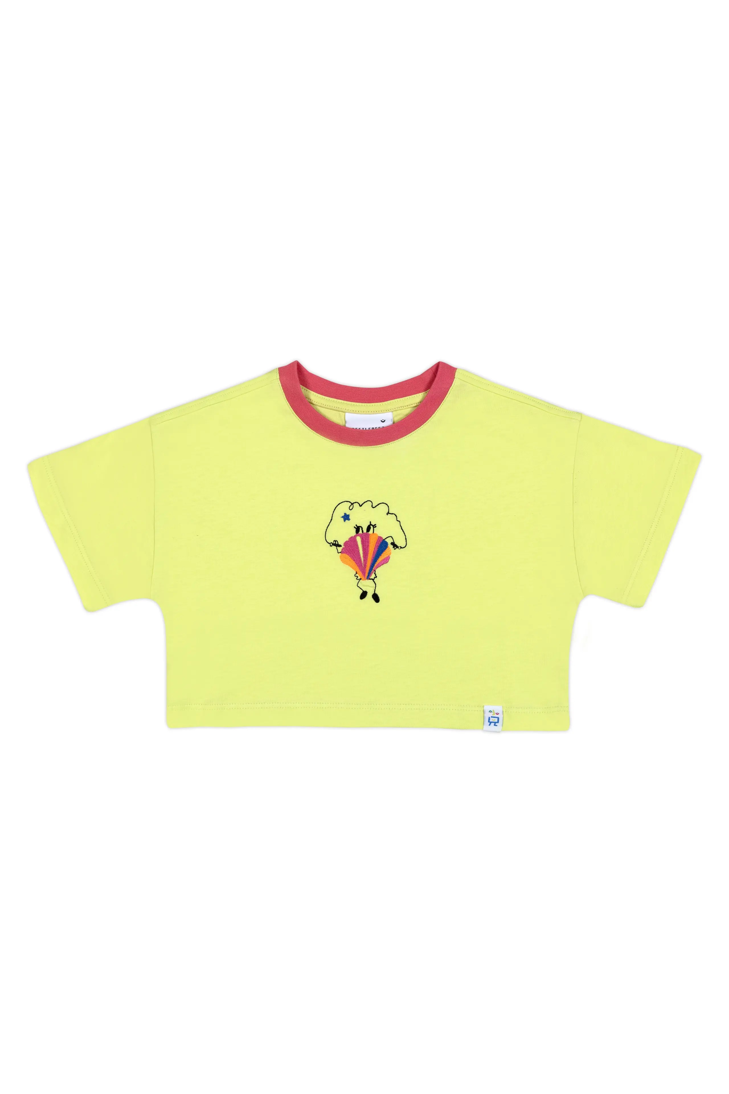 BEETLEBEEZ Hey J'oyster Crop T-Shirt_Lime