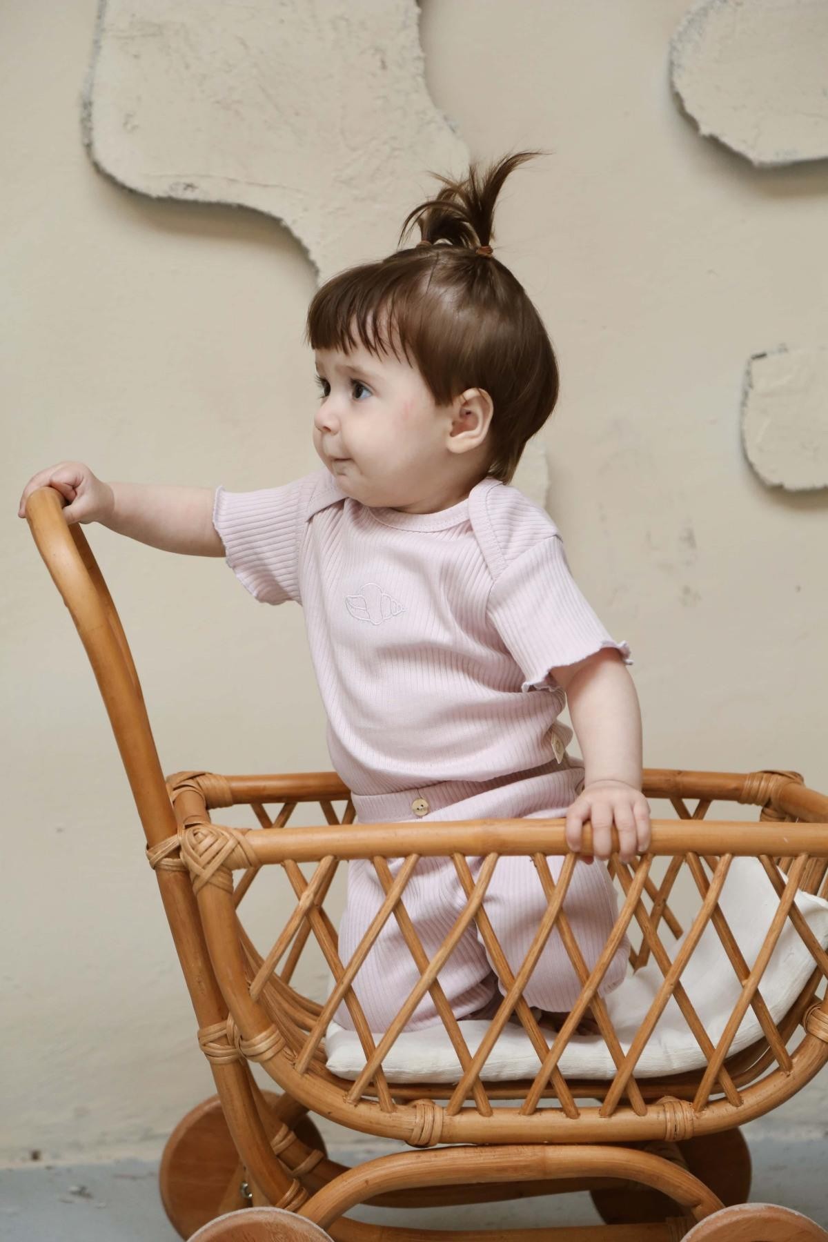 Oh La La Koala İstiridye Nakışlı Fitilli Body Tayt Set