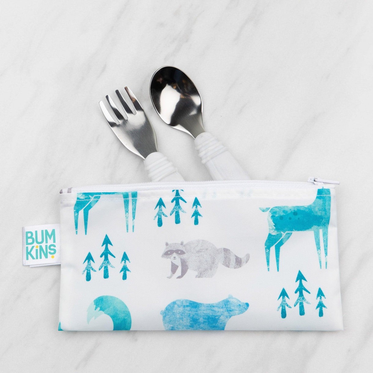 Bumkins Paslanmaz Çelik Çatal Kaşık Seti - Marble