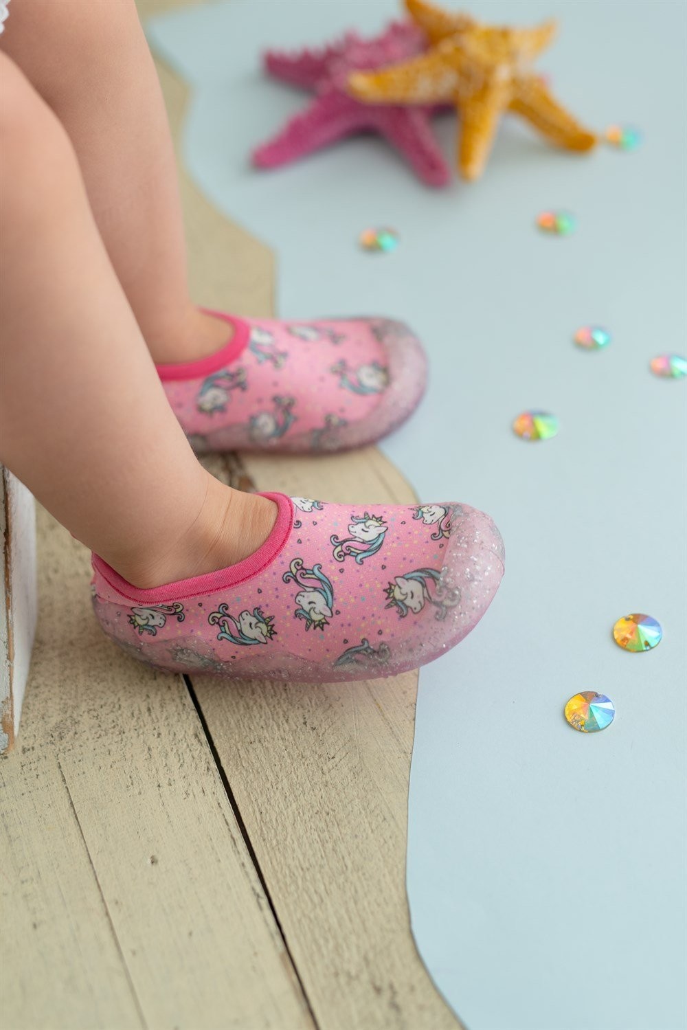 First Step Simli Unicorn Kız Çocuk Kaydırmaz Tabanlı Deniz Ayakkabısı
