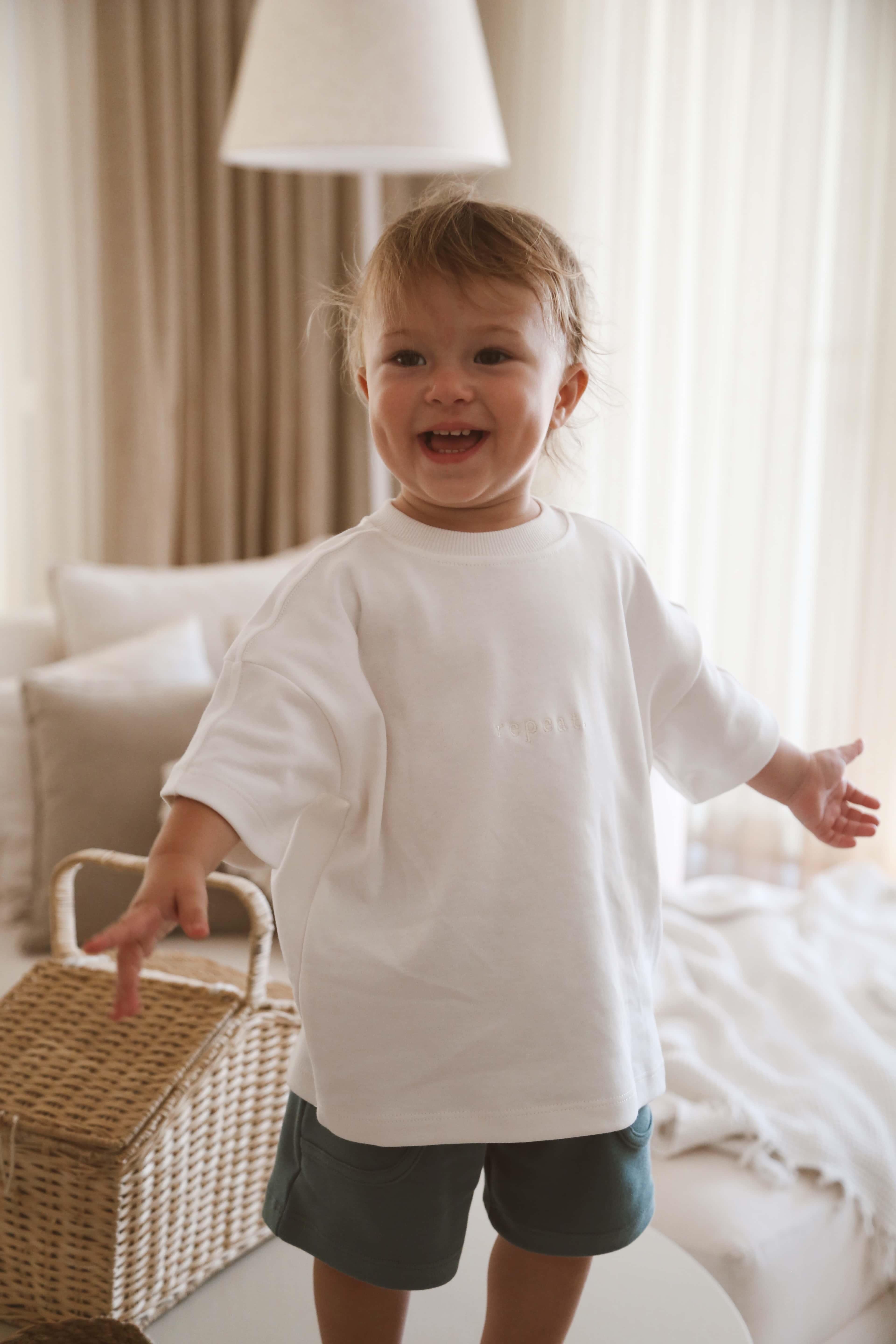 Oh La La Koala Beyaz Bisiklet Yaka Oversize T-shirt Bebek - Çocuk