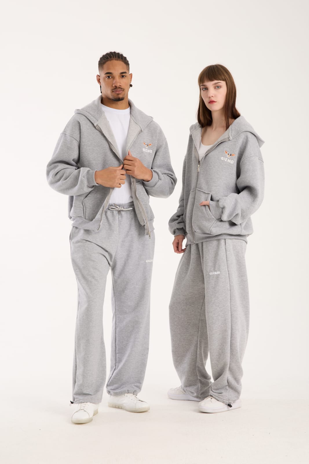 GIZMO Zip Hoodie Premium Oversize Fermuarlı Nakış Detaylı 