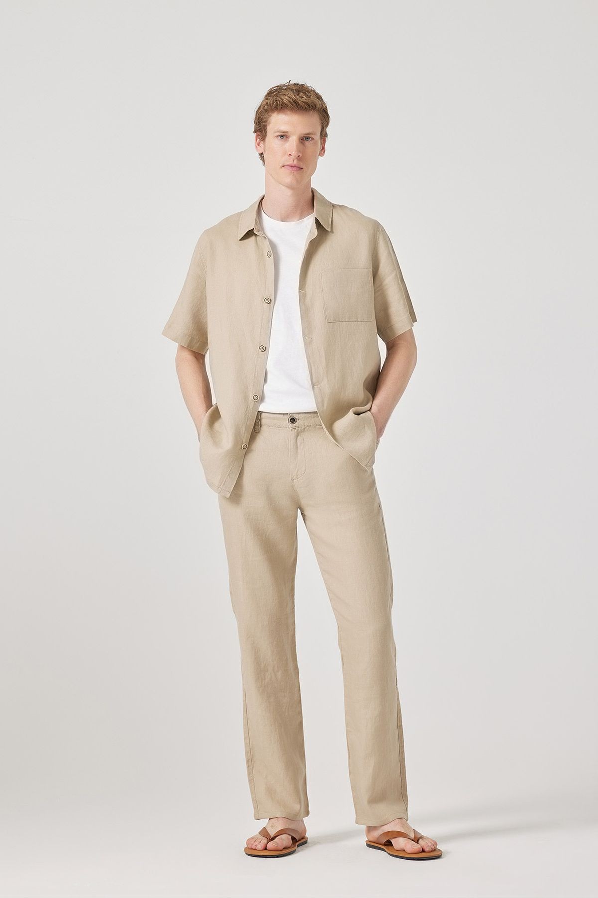 Regular Fit %100 Keten Pantolon