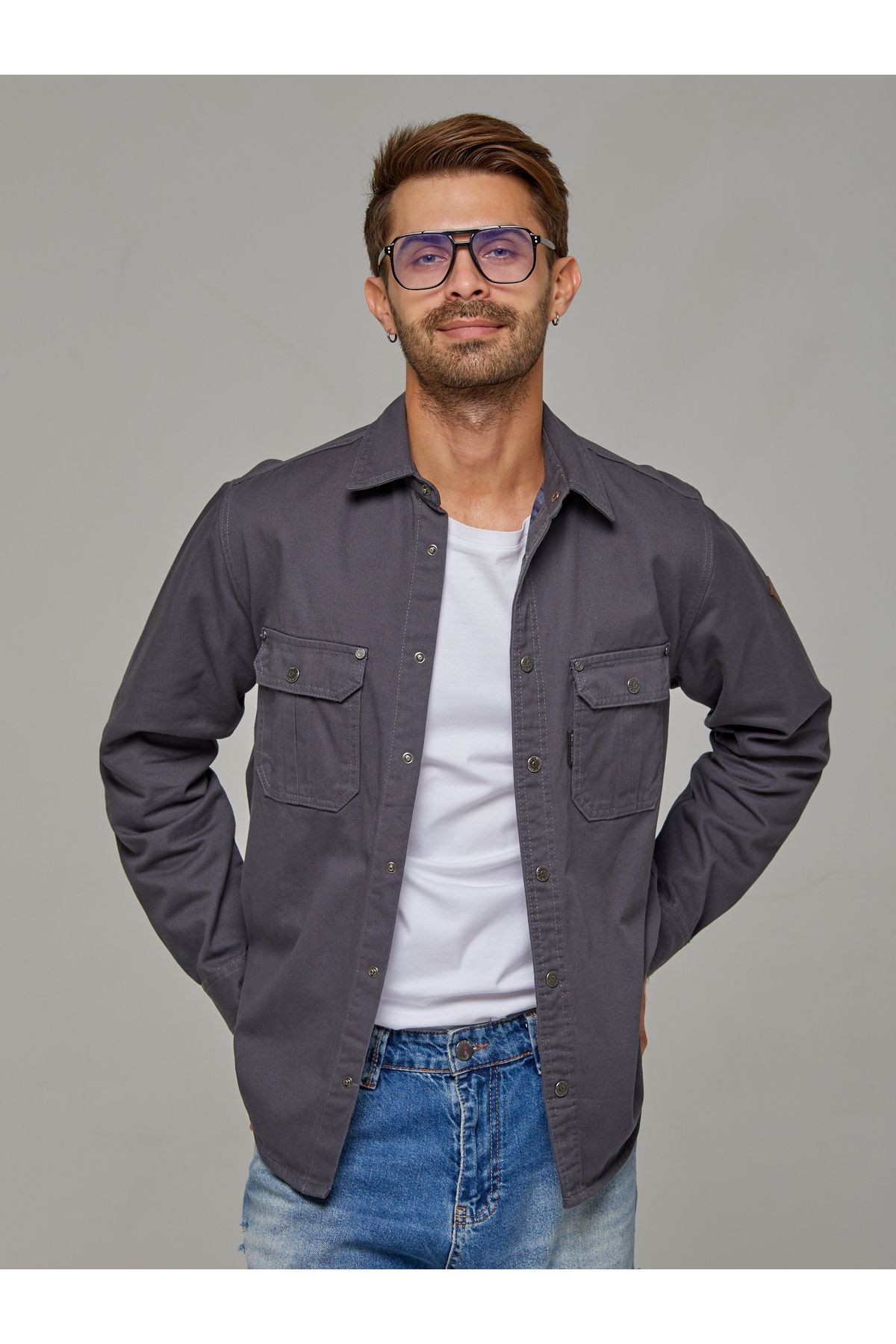 Gabardin Pamuklu Gömlek Ceket