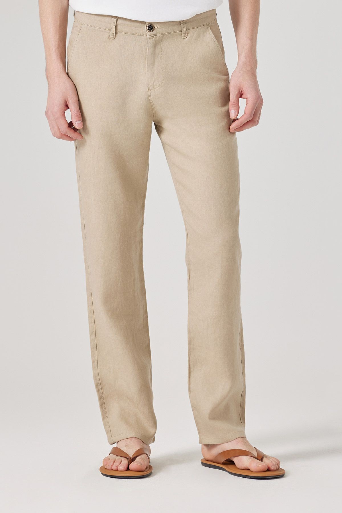 Regular Fit %100 Keten Pantolon