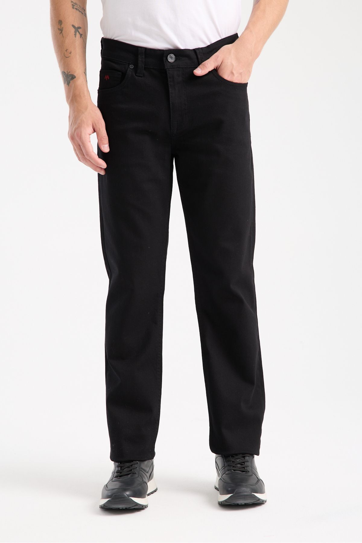 Erkek Regular Fit Siyah Kot Pantolon