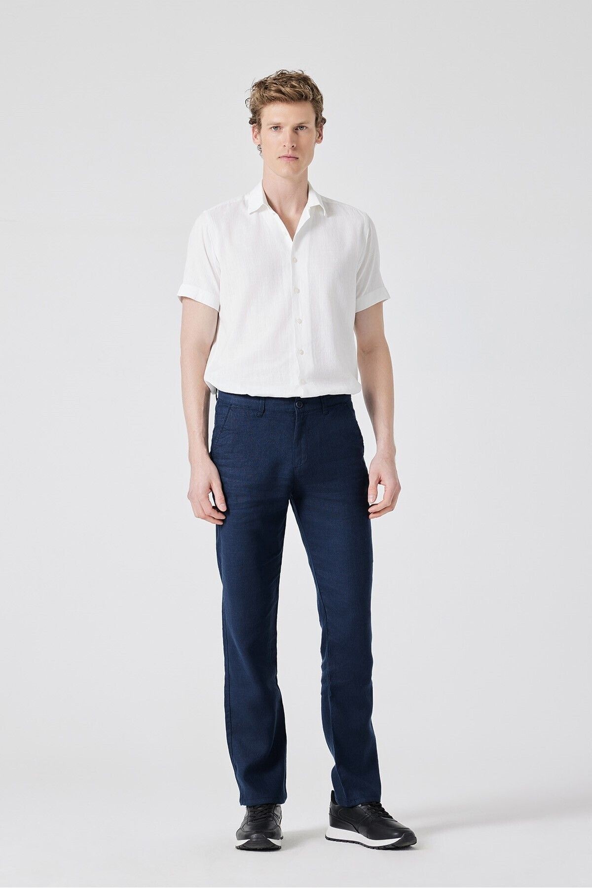 Regular Fit %100 Keten Pantolon - koyu lacivert