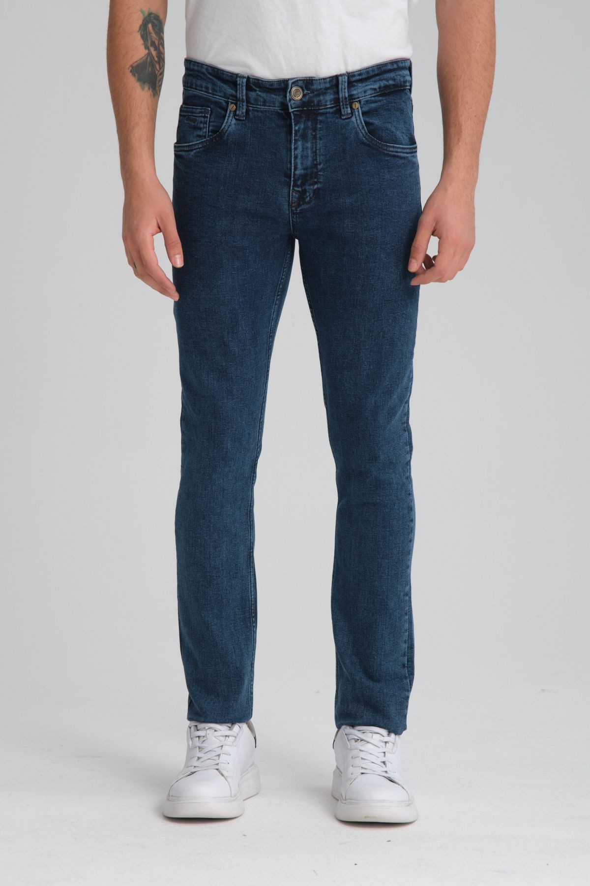 Slim Fit Kar Yıkamalı Kot Pantolon - koyu mavi