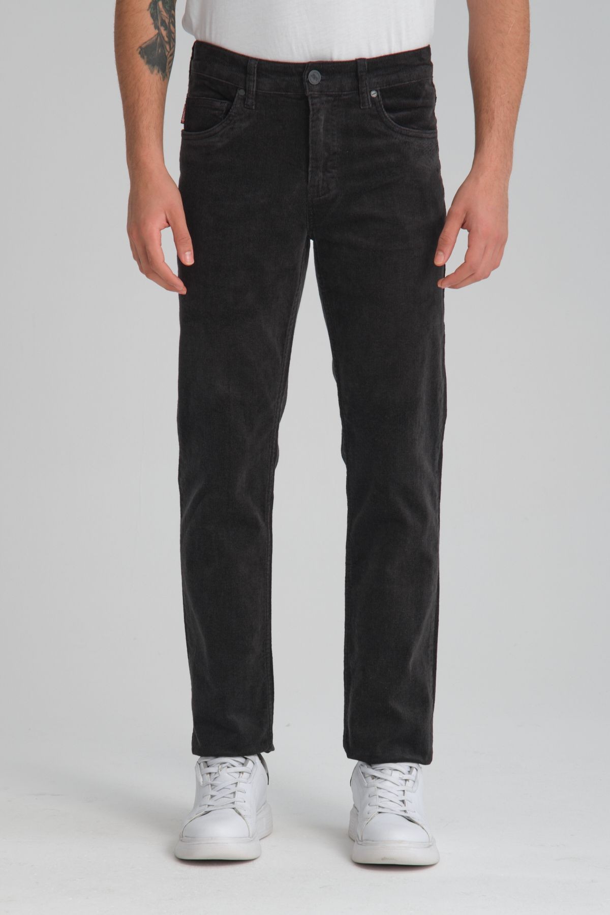 Regular Fit Kadife Pantolon - gri
