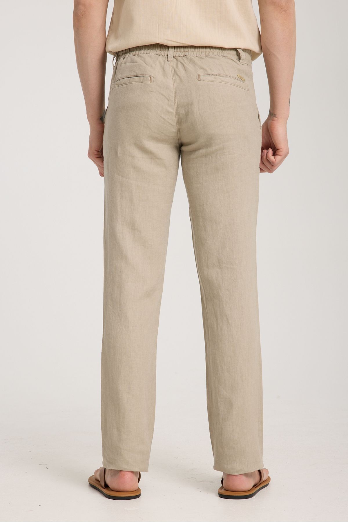 Beli Lastikli %100 Keten Pantolon
