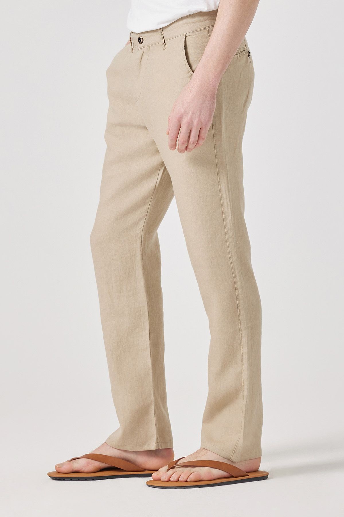 Regular Fit %100 Keten Pantolon