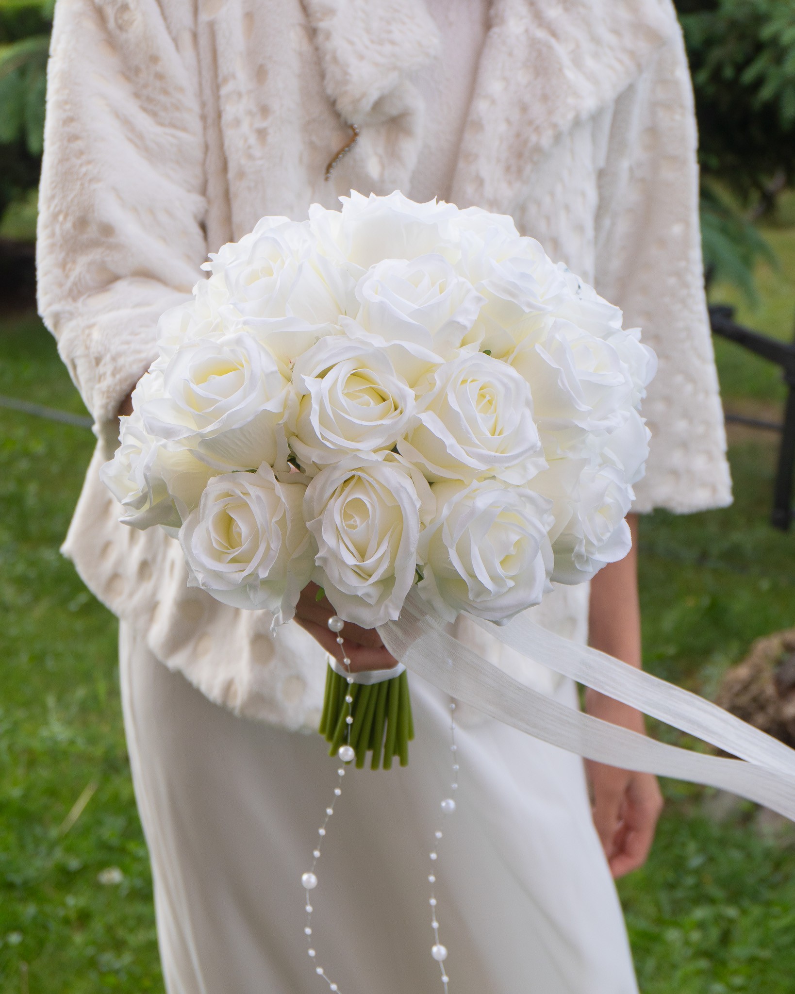 Gelin Buketi Nişan Nikah El Çiçeği Beyaz Gül Buketi